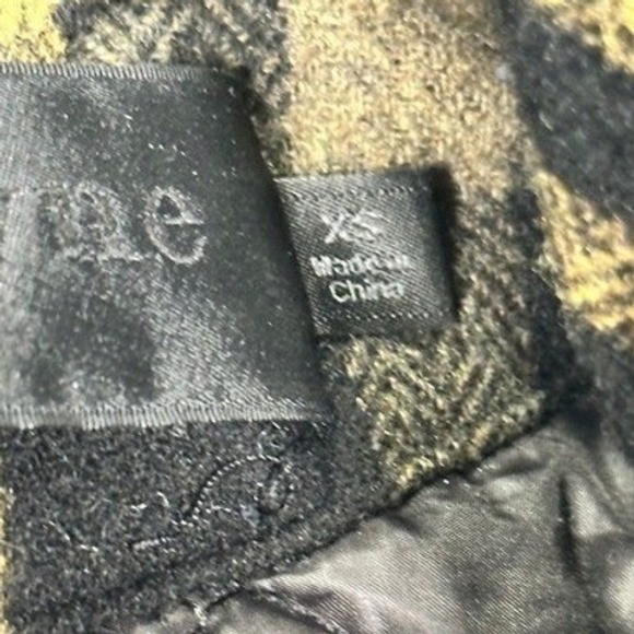 Jenni Kayne Farmhouse Plaid Jacket Women XS Black Yellow Wool Blend Quilted Coat - Picture 8 of 16